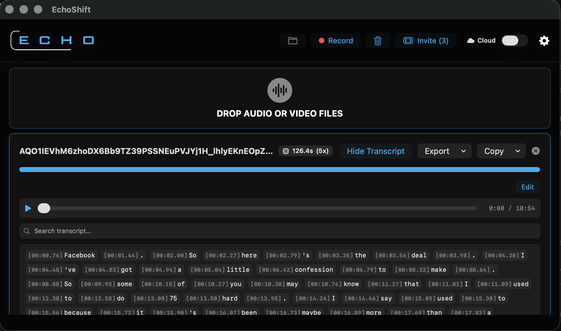 EchoShift Real Workspace Interface